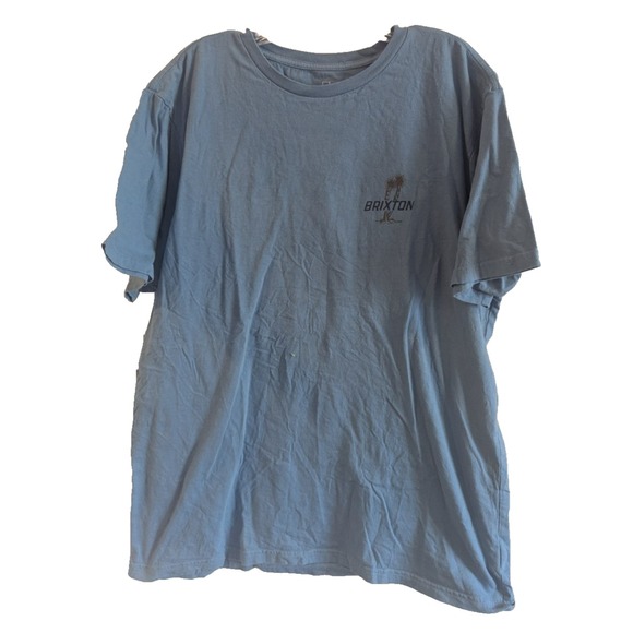 Brixton‎ Mens Short Sleeve T Shirt Blue Surf Skate Beach Graphic XL - Picture 1 of 4